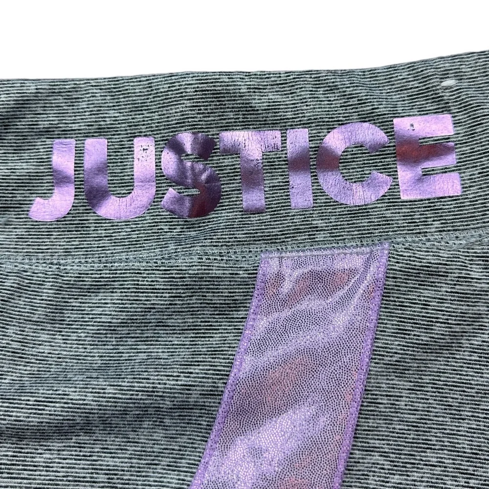 JUSTICE: Girl’s Gray & Metallic Purple Athletic Leggings -Size 12